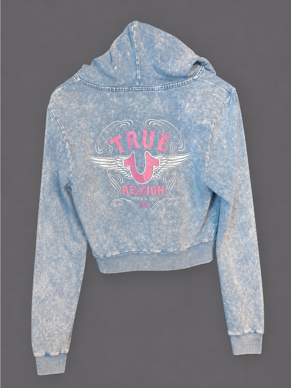 True Religion Denim Wash Hoodie in Light Blue medium